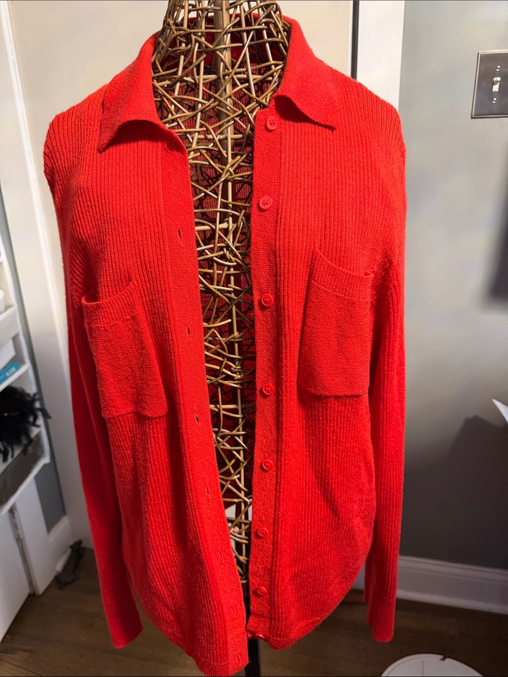 Red women’s  Button-Up Knit Jacket